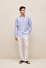 Regular Fit Linen Bengal Stripe Shirt