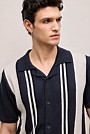 Linen Cotton Stripe Intarsia Knit Shirt