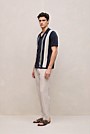 Linen Cotton Stripe Intarsia Knit Shirt
