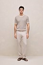 Linen Cotton Rib Stripe Knit T-shirt