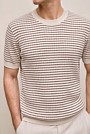 Linen Cotton Rib Stripe Knit T-shirt