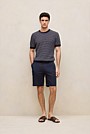 Linen Cotton Rib Stripe Knit T-shirt