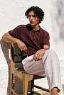 Mercerised Cotton Rib Detail Knit Polo
