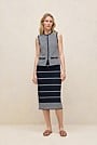 Mercerised Cotton Stripe Button Through Vest