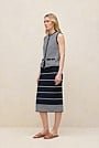 Mercerised Cotton Stripe Button Through Vest