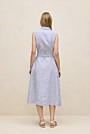 Yarn Dyed Linen Stripe Sleeveless Shirt Dress