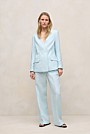 Linen Collarless V Neck Blazer