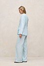 Linen Collarless V Neck Blazer