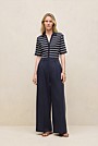 Cotton Blend Tailored Wide Leg Pant