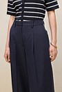 Cotton Blend Tailored Wide Leg Pant