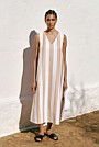 Cabana Stripe V Neck Sleeveless Dress