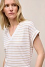 Linen Cotton Stripe V Neck T-shirt