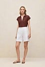 Linen Cotton Relaxed Cap Sleeve Polo