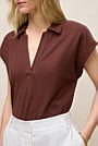 Linen Cotton Relaxed Cap Sleeve Polo