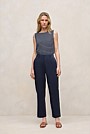 Cotton Blend Straight Leg Pant