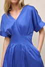 Cotton Sateen Pleat Waist Dress