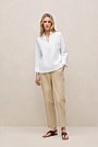 Cotton Blend Straight Leg Pant