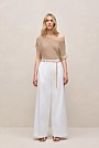 Cotton Blend Tailored Wide Leg Pant