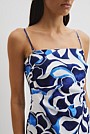 Organically Grown Linen Print Strapless Midi Dress