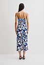 Organically Grown Linen Print Strapless Midi Dress