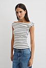 Stripe Twist Shoulder Top