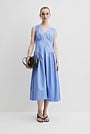 Gathered Shoulder Midi Dress