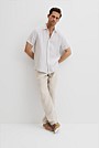 Organically Grown Linen Short Sleeve Stripe Shirt