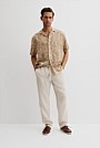 Tencel Linen Palm Print Short Sleeve Shirt