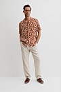 Linen Leaf Print Short Sleeve Shirt