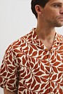 Linen Leaf Print Short Sleeve Shirt