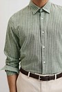 Regular Fit Cotton Linen Stripe Shirt