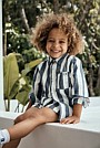 Organically Grown Cotton Blend Stripe Pull-On Short