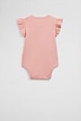 Organically Grown Cotton Blend Frill Short Sleeve Logo Bodysuit
