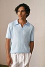 Linen Cotton Mouline Stripe Polo