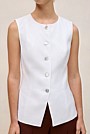 Linen Collarless Button Through Vest