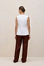 Linen Collarless Button Through Vest