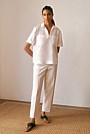 Cotton Blend Straight Leg Pant