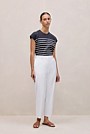 Cotton Blend Straight Leg Pant