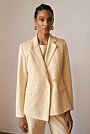 Linen Cotton Herringbone Double Breasted Blazer