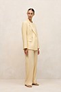 Linen Cotton Herringbone Double Breasted Blazer