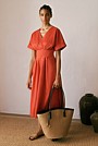 Cotton Sateen Pleat Waist Dress