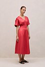 Cotton Sateen Pleat Waist Dress