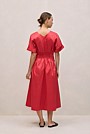 Cotton Sateen Pleat Waist Dress