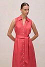 Linen Sleeveless Shirt Dress