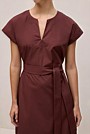 Cotton Poplin Cap Sleeve Belted Dress