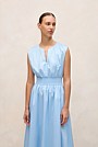 Cotton Sateen Shirred Waist Dress