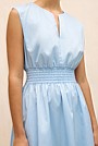 Cotton Sateen Shirred Waist Dress