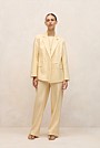 Linen Cotton Herringbone Tailored Wide Leg Pant