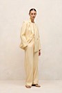 Linen Cotton Herringbone Tailored Wide Leg Pant