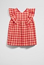 Gingham Flutter Sleeve Dress